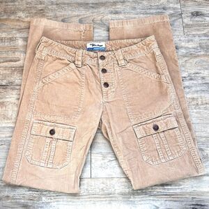 Vintage Old Navy Corduroy Cargo Pants Tan Wide Leg Y2K Women’s Size 6 Low Rise